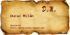 Durai Milán névjegykártya